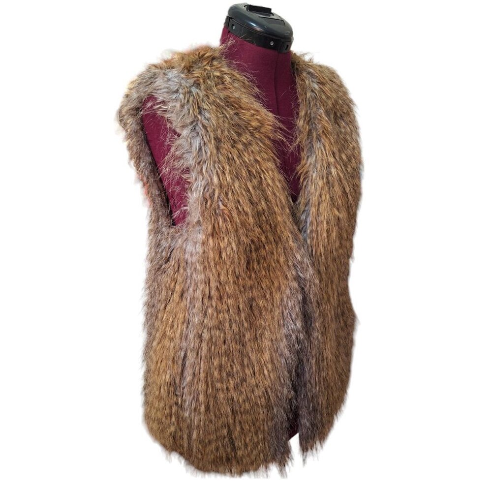 Halston Heritage faux fur vest women's size 0